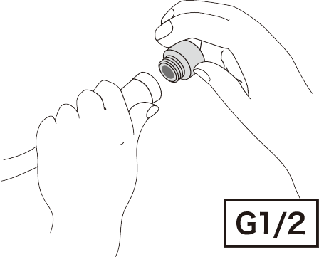 G1/2ネジチェッカーを手動で取り付ける解説イラスト図