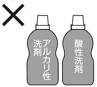 使用できない洗剤：アルカリ性洗剤、酸性洗剤
