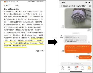 類似品またはコピー品の非正規品を購入されたお客様の声